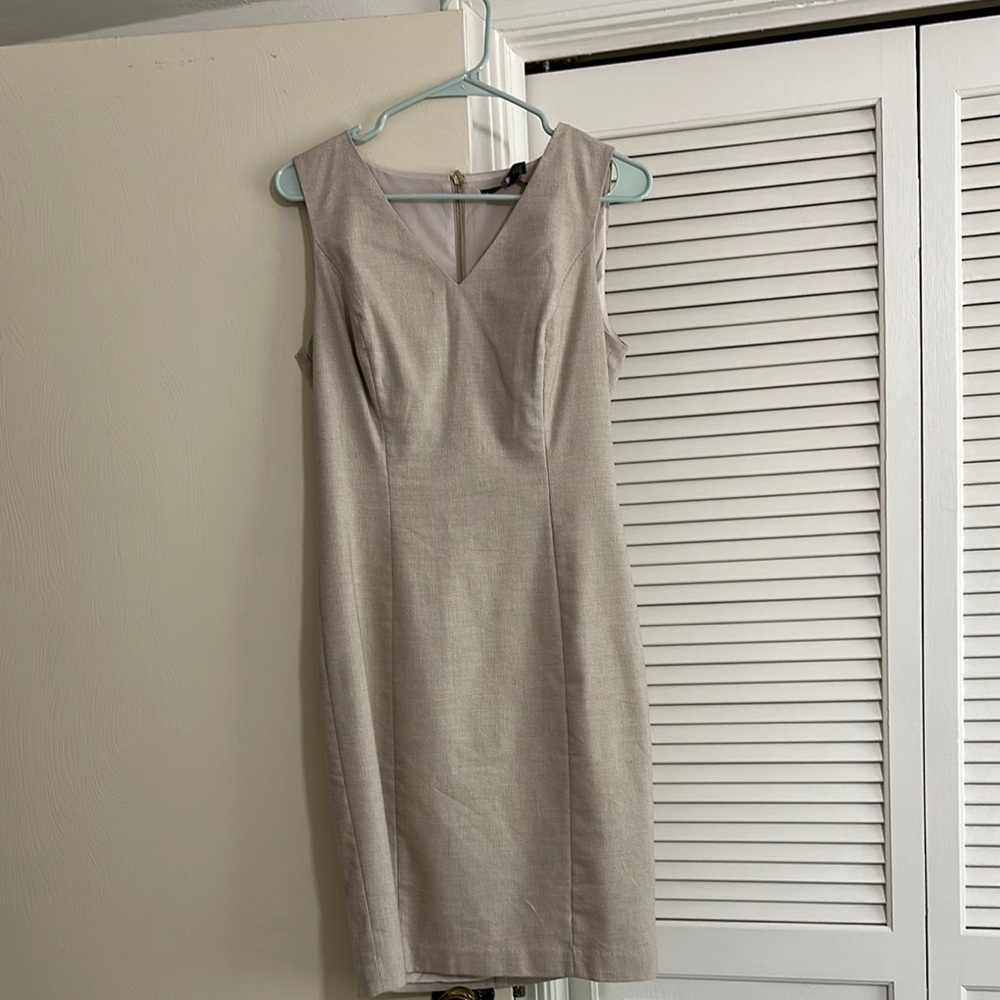 White House Black Market Elegant Beige Midi Dress size 6